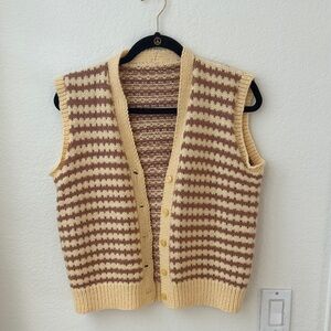 Striped Brown and Cream Sweater Vest